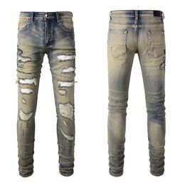 Miri Designer Mens Jeans Motorcycle Jeans Ksubi Jeans High Street Hole Star Patch Mens Womens Embroidery Denim Jeans Stretch Slim-fit Trousers Baggy Jeans AIJ0