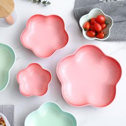 Plates Color Changing Floral Ceramic Dinner Plate Plum Shape Porcelain Fruit Salad Dish Household Steak Tray Ceramics Tableware