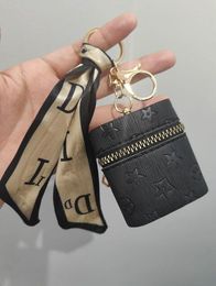 Creativity Presbyopia Car Keychain coin purse key chain Pendant Charm Jewelry Keyring Fashion PU Leather Flower Grid Designer Metal Key Chain
