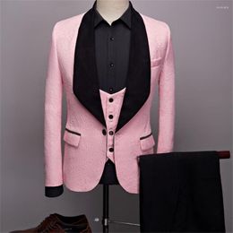 Men's Suits Men High Quality Shawl Lapel Man Pattern Groom Tuxedos Wedding/prom 2 Pieces ( Jacket Pants Vest Tie ) E75