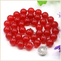 Chains 8/10mm Round Red Jades Chalcedony Necklace Natural Stone Reticular Clasp Accessory Neckwear Women Girls Jewelry Making Design