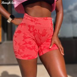 Women's Shorts Women Adapt Camo Seamless High Waist Booty Gym Workout Fitness Ribbed Waisted Running Athletic Clothes 230216