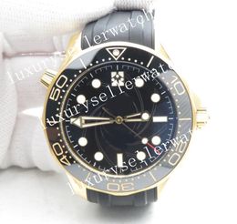 Men's Super 42MM 300m 2018 Wristwatches Automatic movement ORF Factory 8800 Black Ceramic Base Plate Dial 18K Yellow Gold Plated Solid Black Rubber Strap WATCH