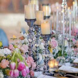 )Wholesale Wedding Decoration Table Centrepiece Metal Candle Cup Sliver Gold iron Candle Holder flower stand Centrepieces road lead candlestick senyu582