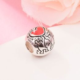 925 Sterling Silver Love & Figures Bead Fits European Jewelry Pandora Style Charm Bracelets