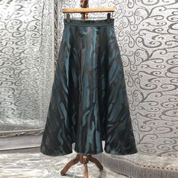 Skirts Ball Gown 2023 Autumn Winter Style Women Vintage Jacquard Prints Ladies High Waist Casual Blue Black Long