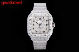 Wristwatches Luxury Custom Bling Iced Out Watches White Gold Plated Moiss anite Diamond Watchess 5A high quality replication Mechanical 013B MP6666
