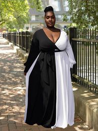 Plus Size Dresses Woman Dress Lady Deep V Black White Long Casual Sexy Maxi Wholesale Bulk Drop