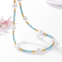 Pendant Necklaces Female Pearl Stone Beads Necklace Mini Quartzs Glass Elegant Wedding Long For Women Girls Jewellery Friend Gift