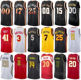 Print Earned Basketball Garrison Mathews Jersey 25 Bruno Fernando 24 Saddiq Bey 41 Trae Young 11 DeAndre Hunter 12 John Collins 20 Bogdan Bogdanovic 13 Shirt Men Kids