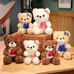 Lovely Teddy Bear with Tang Suit Stuffed Soft Animal Plush Toy Bear Doll Kawaii Animal Pillow New Year Mascot Toy Xmas Gift