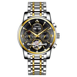 Wristwatches Top Automatic Man Watch GUANQIN GJ16154 Mechanical Clock Male Calendar Luminous Hands Tourbillon Hour Tool Dropship Wristwatche