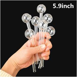 Smoking Pipes 15Cm Length 3Cm Big Ball Oil Burner Thick Pyrex Large Transparent Glass Pipe For Bubbler Tube Dot Nail Burning Jumbo D Dhvtu