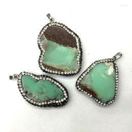 Pendant Necklaces M603184436 Free Form Apple Chrysoprase Stone Pave CZ Pendants