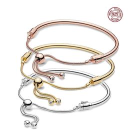 Charm Bracelets High quality S925 sterling silver rose gold adjustable charm bracelet fit original exquisite beads lady DIY gift 230216