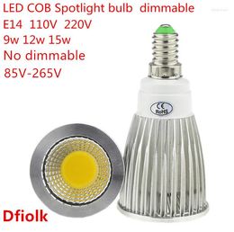 High Lumen E14 LED COB Spotlight 9W 12W 15W Dimmable AC110V 220V Spot Light Bulb Lighting Lamp Warm/Cool White