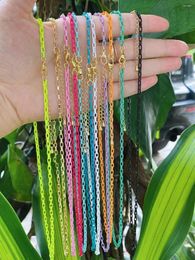 Pendant Necklaces 10Pcs 2023 Gold Plated Chains Short Choker Necklace For Women Jewelry Wholesale Summer Colors Enamel Collar Designs