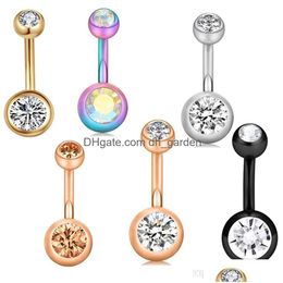 Navel Bell Button Rings Wholesale Belly Piercing Earrings 14G Stainless Ring Screw Bar Body Jewellery 120Pcs 6 Colours Drop De Dhgarden Dhunf