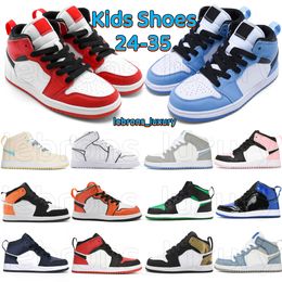Barnskor Jumpman 1 High Og Basketball 1s Children Athleticblack Blue Shoes Youth Baby Boys Designer Toddler Baskets Spädbarn Sneakers Trackers Shoe
