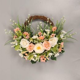 Decorative Flowers Artificial Flower Wreath Hanging Ornament Garland For Window Wedding Outdoor Indoor