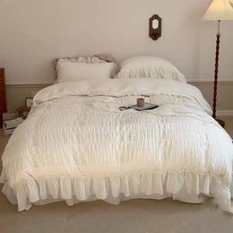 Bedding Sets Luxury Sheet Set Pure Cotton Duvet Cover Linen Bed Lotus Leaf Lace Skirt Double Quilt PillowCase