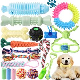 Dog Toys Chews Chew For Puppy Teething Indestructible Pet Chewers Interactive Tug Of War Rope Puppies Small Dogs Durable Squeaky Bor Amgtp