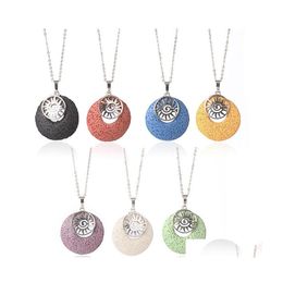 Pendant Necklaces Pink Blue Green Black Brown Lava Stone Essential Oil Per Diffuser Necklace Collar Women Men Jewellery Drop Delivery P Dhxug