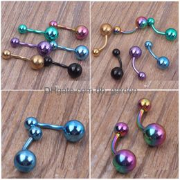 Navel Bell Button Rings Wholesales 100Pcs/Lot Mix 7 Colours Stainless Steel Plated Titanium Body Piercing Jewellery Bar Belly Dhgarden Dh6Vv