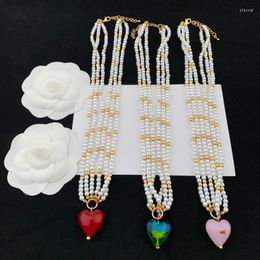 Pendant Necklaces Multi Layer Pearl Color Love NecklacePendant Elle22