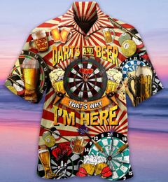 Men's Casual Shirts Darts & Beer 3D Beach Hawaiian 2023 Summer Anime Shirt Short Sleeve Streetwear Oversized 5XL Camisa Social Chemise H