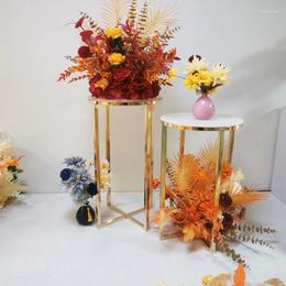 Vases Gold Metal Flower Stands Wedding Table Centrepieces Road Lead Rack Event Party Home Decoration Holder