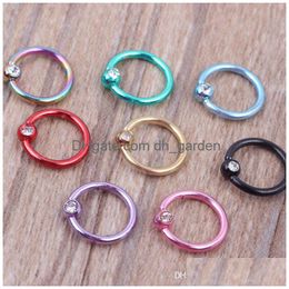 Nose Rings Studs New Design Charm Gauges Captive Circar Plated Titanium Horseshoe Piercing Ring Body Jewelry Drop Delivery Dhgarden Dha7I