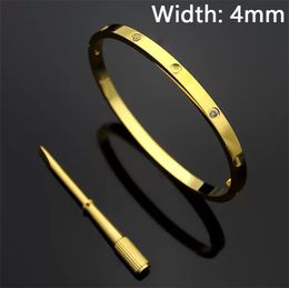 4MM Thin 6th 18k gold Bangles Designer Women Men silver rose gold Screw Screwdriver Nail Bracelet Couple Jewelry size 16 17 18 19cm