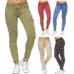 Women's Jeans Women Tight-Fitting Low-Waisted Denim Pants Feet Women's Side Pocket