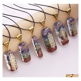 Pendant Necklaces Meditate Pendum Chakra Healing Crystal Stone Quartz Jewelry Fashion Energy Pendants Yoga Rope Chain Wholesale Drop Dhlbn