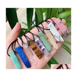 Pendant Necklaces Irregar Quartz Pendum Natural Stone Necklace Amethyst Amazonite Citrines Lapis Pink Crystal Healin Yydhhome Drop D Dh2Uq