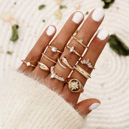 Stud Earrings Bohemian Creative Dripping Oil Complex Personality Trend Black-eyed Snake Star Pearl 11-piece Set Ring