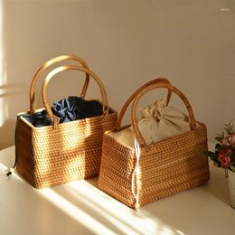 Evening Bags Casual Rattan Box Straw Wicker Woven Women Handbags Handmade Shoulder Summer Beach Famade Bag