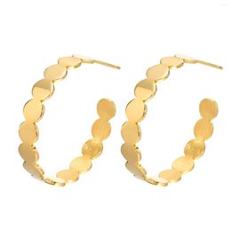 Hoop Earrings Textured Dot Earring Women Stainless Steel Gold Plated Charms Minimalist Trendy Jewelry