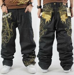 Men's Jeans Hop Trousers Loose Embroidery Hip Rap Denim Skate 2023 Pants Baggy Men's