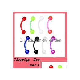 Eyebrow Jewellery Piercing Stud Wholesales 100Pcs/Lot Mix 7 Colour Uv Body Lip Ring Drop Delivery Dhgarden Dhlxe