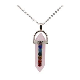 Pendant Necklaces Fashion Hexagonal Prism Rose Quartz Reiki Healing Crystal Chakra Necklace For Women Jewelr Yydhhome Drop Delivery Dhx8W