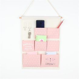 Storage Bags Modern Canvas Hanging Bag Wall Type Door Dormitory Bedroom Fabric Wardrobe Key Sock