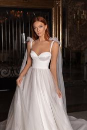 Elegant A-line Wedding Dresses Sweetheart Sheer Straps Sleeveless Backless Lace Up Chapel Gown Custom Made Plus Size Bridal Dress Vestidos De Novia