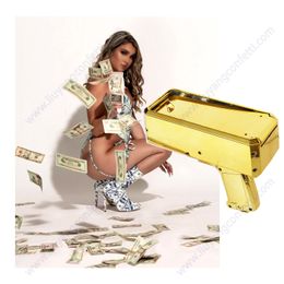 Banner Flags Money Gun Toy Gift Gold Super Cannon Auto Club Cash Box Card Thrower Shoot Plastic Spray Machine Prop Colour Party Pink Rain 230217