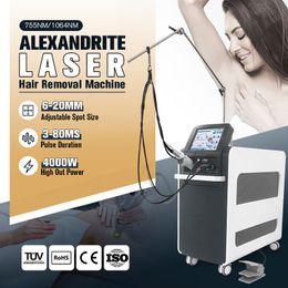 Professional 1064nm 755nm ALEX ND YAG Laser Hair Removal Device Ice Laser Titanium Depilator 4000W DCD Cooling