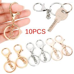Keychains 10Pcs Keychain Long Snap Clips Self-Assembly Handmade Alloy Lobster Lanyard Clasp Key Hook Jewellery Findings Making