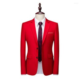 Men's Suits Simple Solid Men Two Buttons Formal Suit Jackets Slim Fit Fashion Wedding Business Dress Blazer Coat