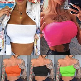 Camisoles Tanks Lady Crop Tops Fluorescent Green Off Shoulder Vest Tube Top Bra Bralette Bandeau Stretch Seamless Bras Bustier Party