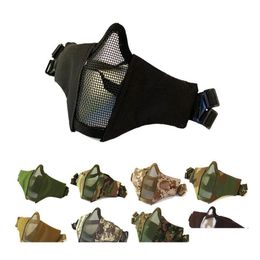 Half Face Mask Tactical Airsoft respir￡vel LowCarbon Steel Mesh Protetive Hunting Game Cycling Scout Light Drop Datch Gear Eq DHNBR